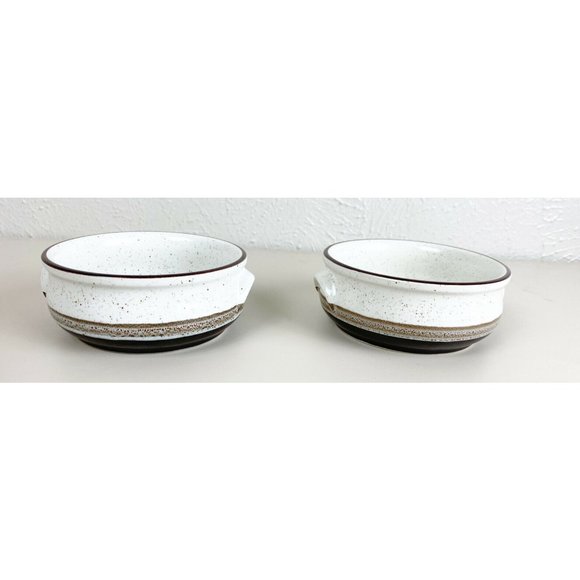 Vintage MCM Rego Stoneware Cream Speckle Brown Stripe Soup Bowl (Lot Of 2) EUC - Picture 6 of 7